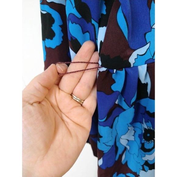 Who What Wear WM XXL Dress Blue Long Sleeves Ruffle on Shoulder Floral Print - Picture 2 of 5